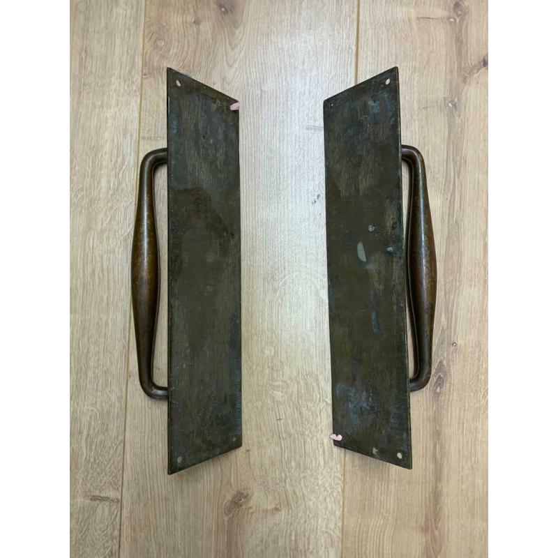 X10 pairs antique brass heavy duty door handles pulls.