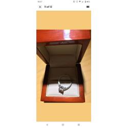Engagement Ring Thick 3gram 9ct White Gold 0.26ct Diamond Size K