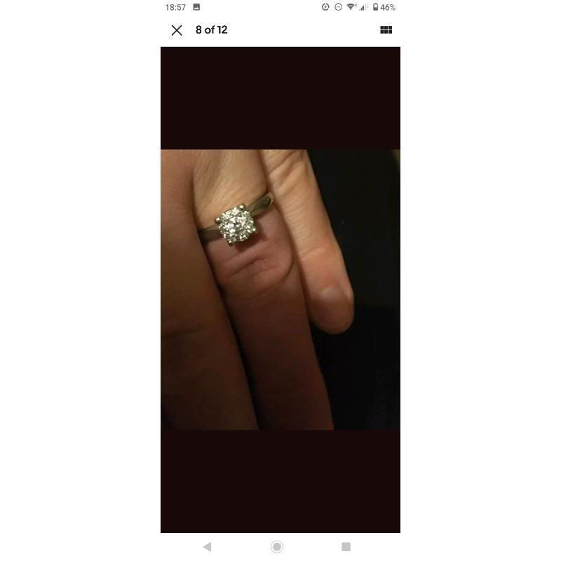 Engagement Ring Thick 3gram 9ct White Gold 0.26ct Diamond Size K