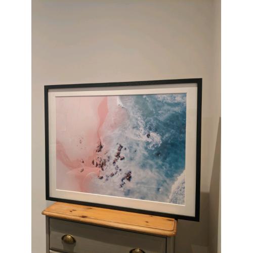 Sea Bliss. Framed art print. Pink, Blue, bedroom, lounge, kitchen