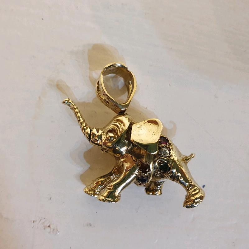 Elephant pendant 9ct gold for chain