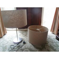 TABLE LAMP WITH SHADE + MATCHING CEILING SHADE