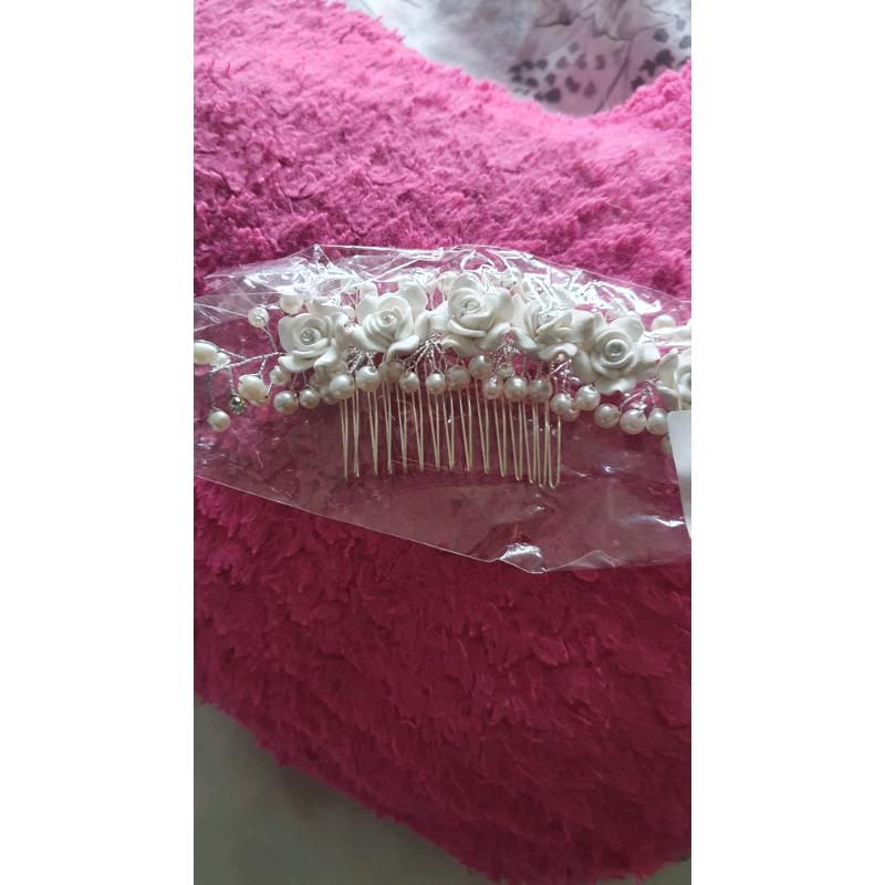 Flower Wedding Hair Pins Comb Bridal Clips Crystal Pearl Bridesmaid Ac