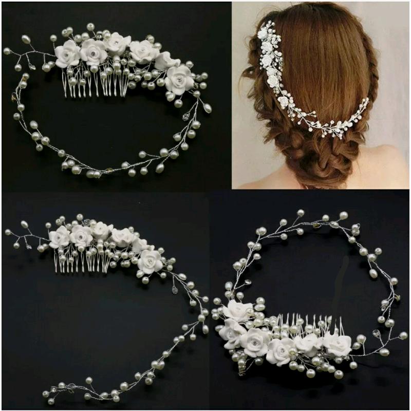 Flower Wedding Hair Pins Comb Bridal Clips Crystal Pearl Bridesmaid Ac