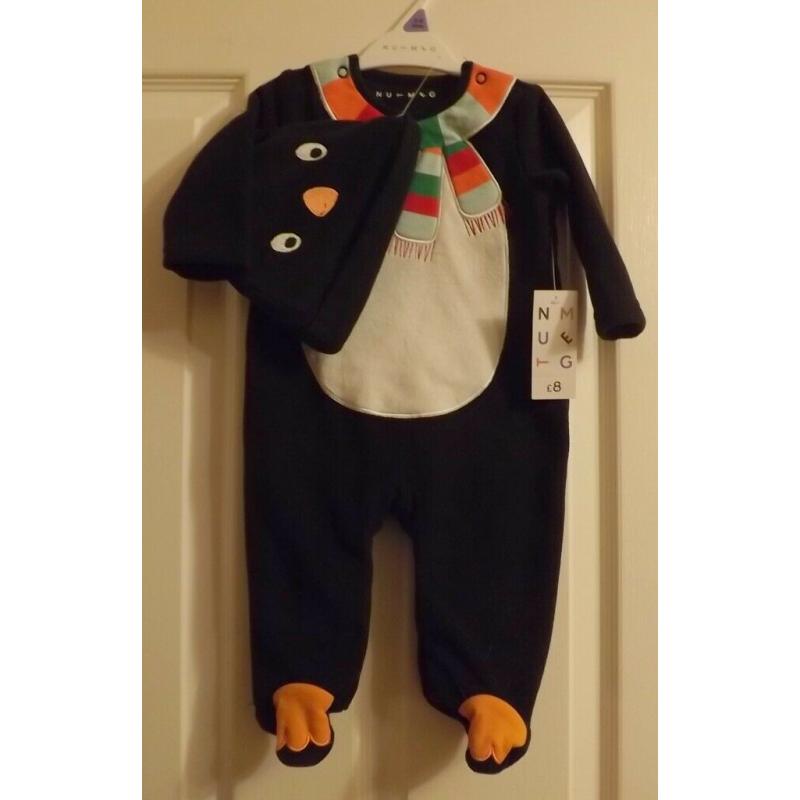 Cutest unused with tag Baby winter Penguin outfit 3-6 months fleecy feel see desc