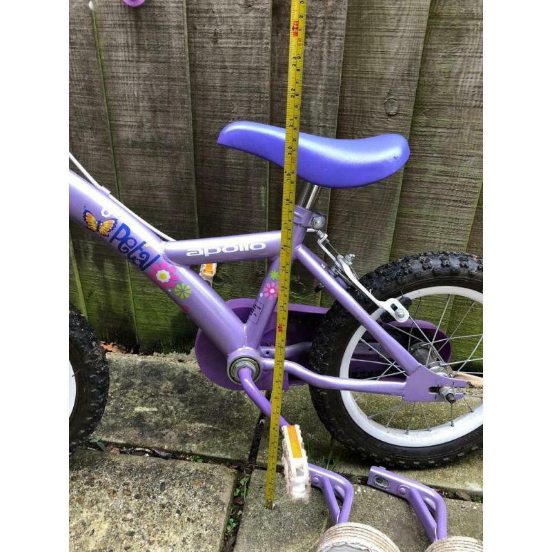 14 inch toddler/childs bike with removable stabilisers.